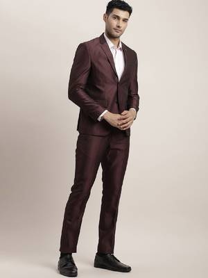 Men pure cotton single breasted two piece formal suit 4