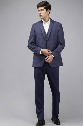 Super slim fit checked 3 piece formal suit