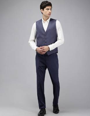 Super slim fit checked 3 piece formal suit 2