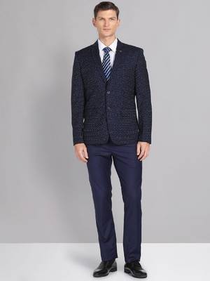 Men tailored regular fit patterned single breasted two piece suit 1