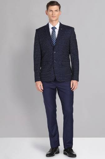 Men tailored regular fit patterned single breasted two piece suit