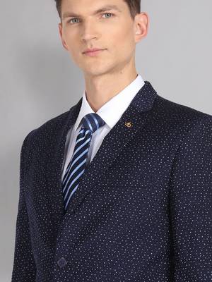 Men tailored regular fit patterned single breasted two piece suit 2