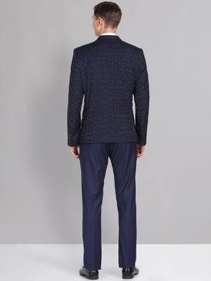 Men tailored regular fit patterned single breasted two piece suit 4