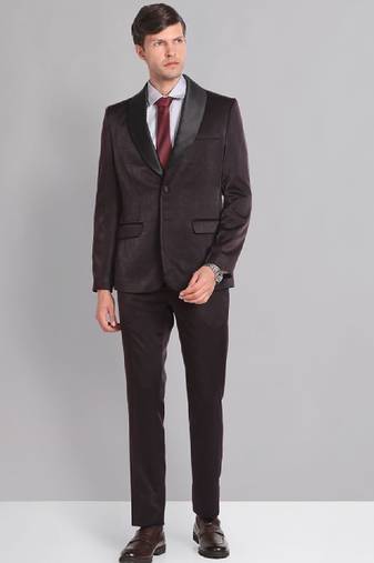 Men solid single-breasted two-piece formal suit