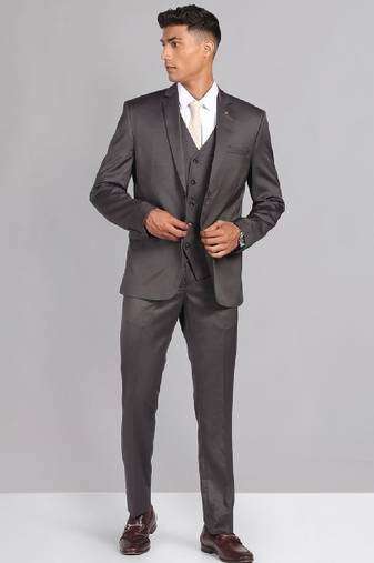 Men solid single-breasted reversible waistcoat three piece suit