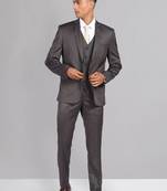 Men solid single-breasted reversible waistcoat three piece suit