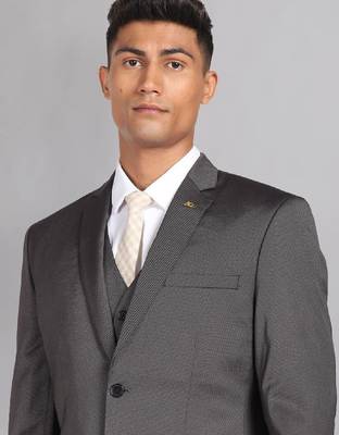 Men solid single-breasted reversible waistcoat three piece suit 2