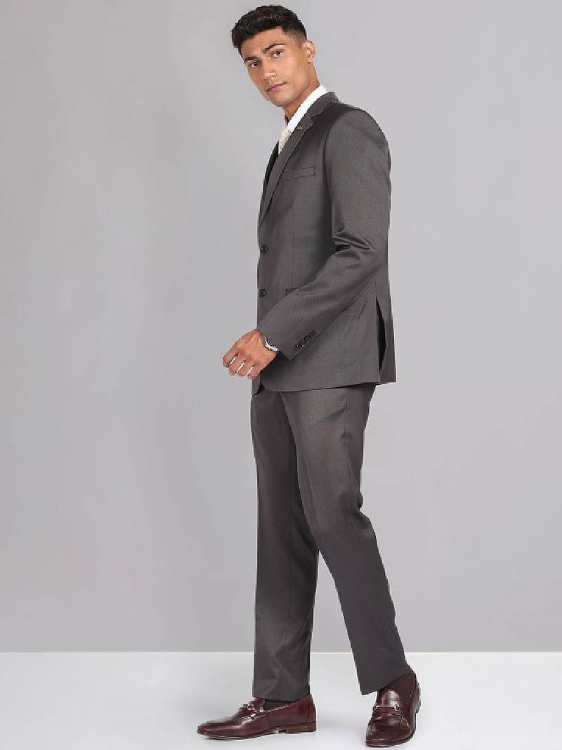 Men solid single-breasted reversible waistcoat three piece suit