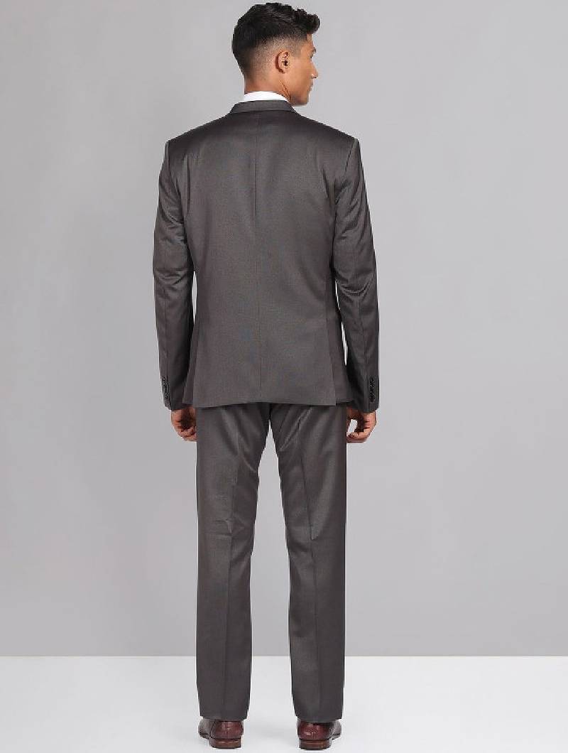 Men solid single-breasted reversible waistcoat three piece suit