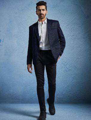 Men slim-fit single-breasted two-piece suits 1