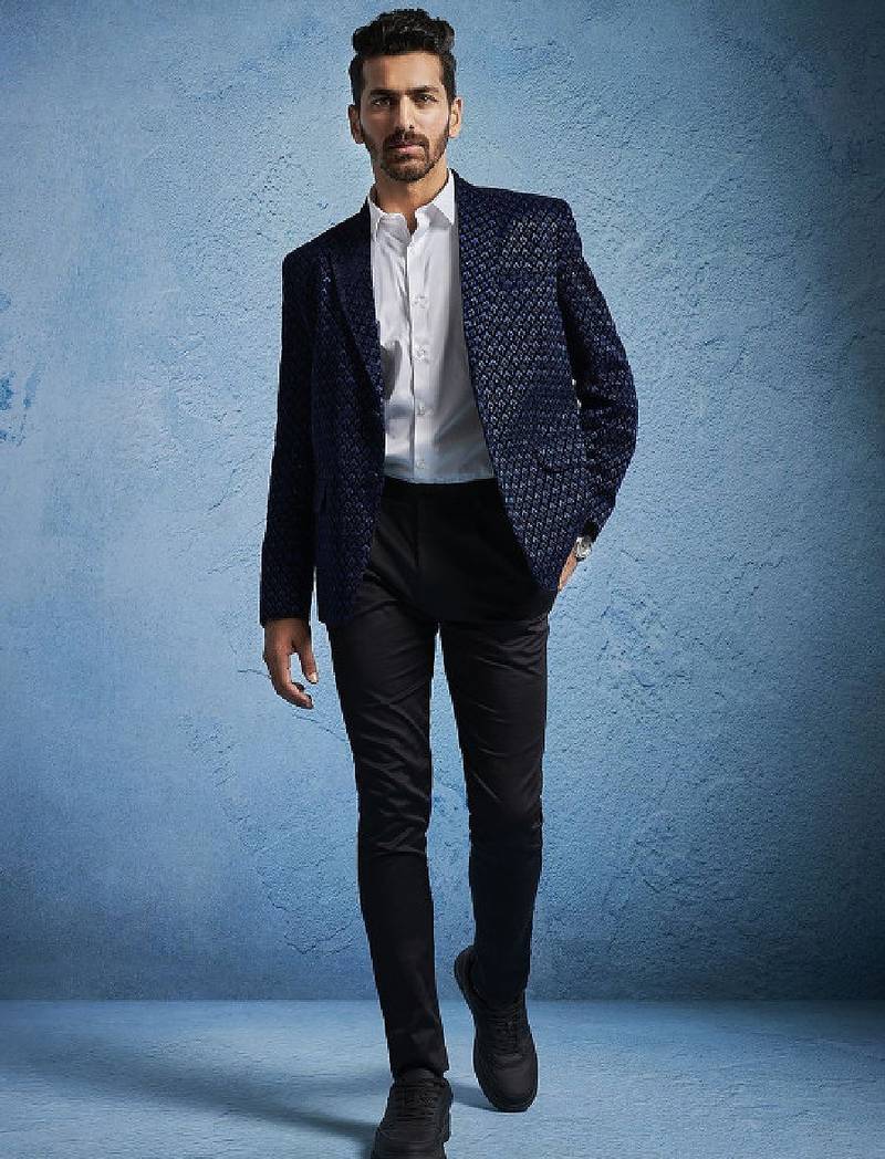 Men slim-fit single-breasted two-piece suits