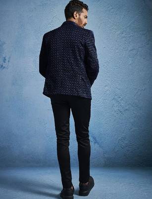 Men slim-fit single-breasted two-piece suits 4