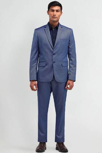 Men notched lapel tailored fit single-breasted two-piece suit