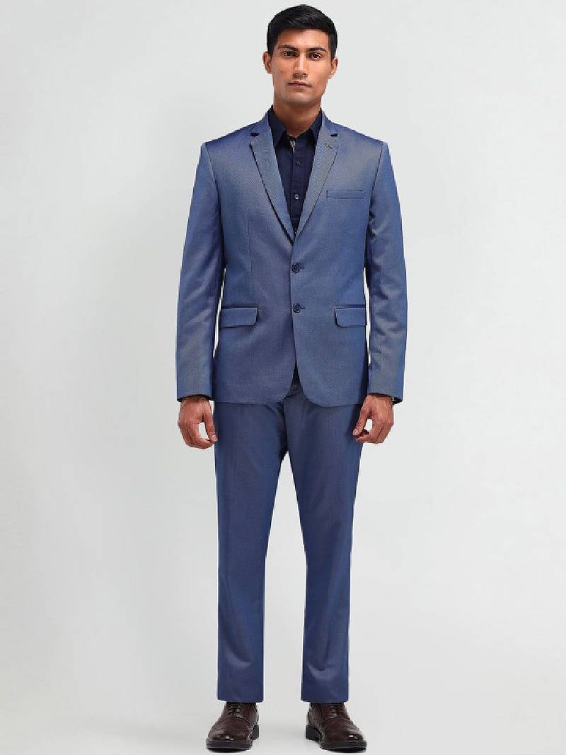 Men notched lapel tailored fit single-breasted two-piece suit