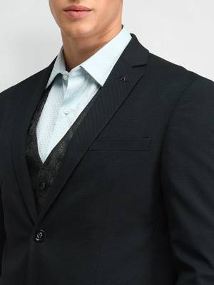 Men self design single-breasted blazer 2