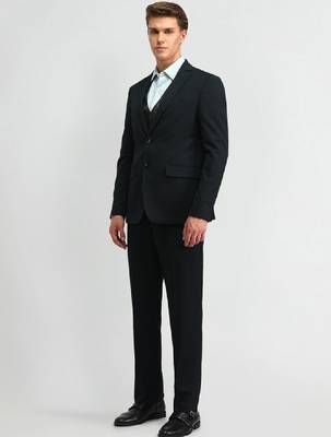 Men self design single-breasted blazer 3
