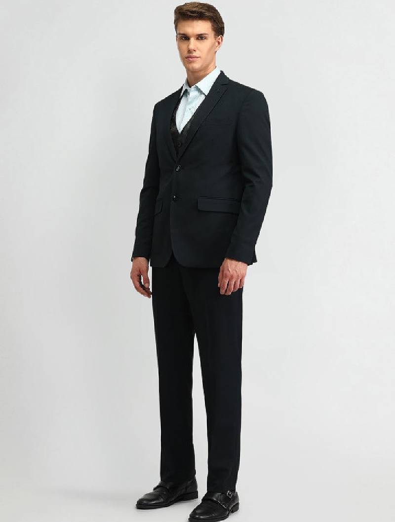 Men self design single-breasted blazer