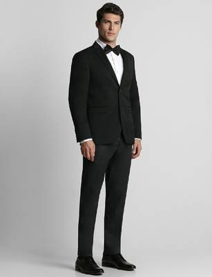Men slim-fit single-breasted formal two-piece suit 3