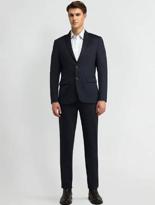 Men slim-fit single-breasted blazer and trousers two-piece formal suit 1