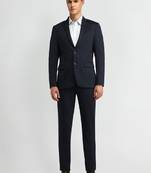 Men slim-fit single-breasted blazer and trousers two-piece formal suit