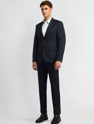 Men slim-fit single-breasted blazer and trousers two-piece formal suit 3