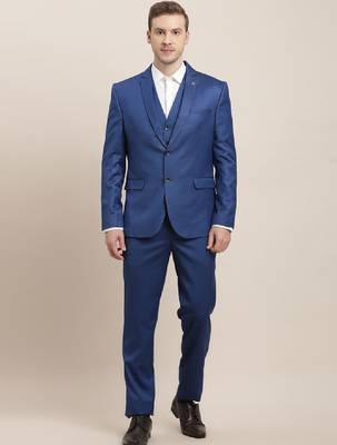 Men tailored fit pure cotton single-breasted three-piece suit 1