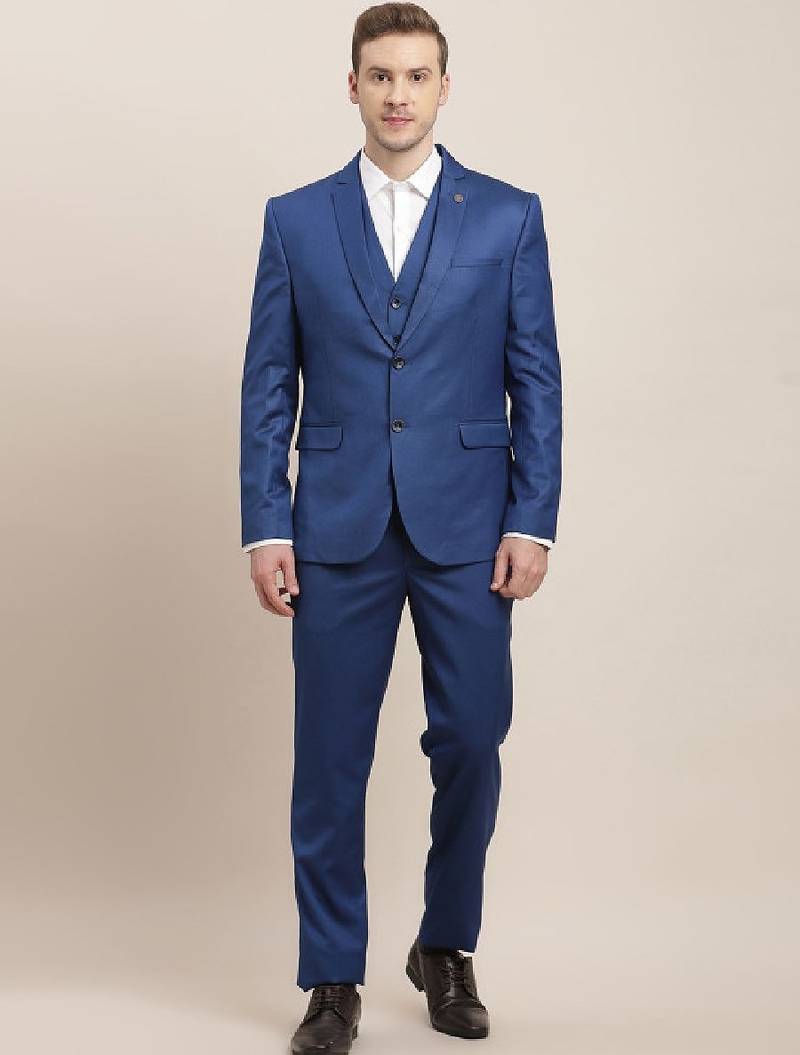 Men tailored fit pure cotton single-breasted three-piece suit