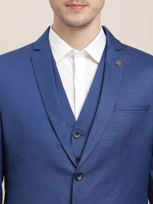 Men tailored fit pure cotton single-breasted three-piece suit 2
