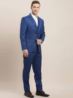 Men tailored fit pure cotton single-breasted three-piece suit 4