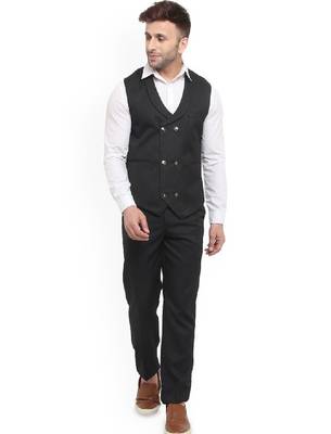 Men double-breasted regular fit waistcoat and trousers suit 1