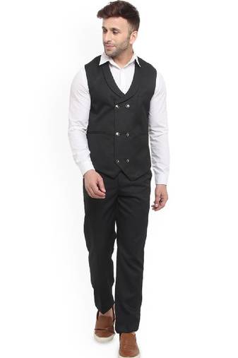 Men double-breasted regular fit waistcoat and trousers suit