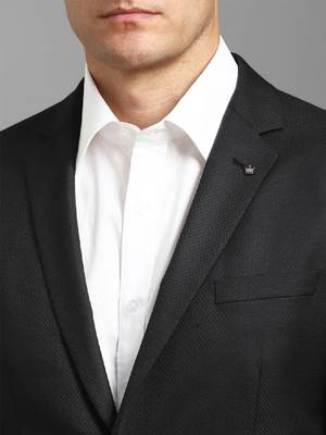 Textured slim-fit notched lapel single-breasted two-piece suit 2