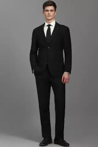 Men slim-fit single-breasted notched lapel collar two-piece suit