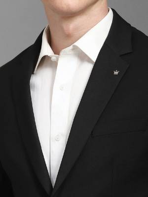 Men slim-fit single-breasted notched lapel collar two-piece suit 2