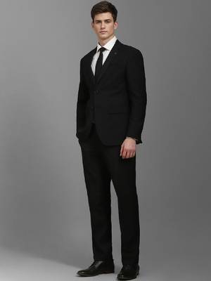 Men slim-fit single-breasted notched lapel collar two-piece suit 4