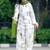 White cotton printed kurti set for women with pant and green dupatta