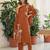 Brown embroidered kurta set for women with dupatta and pant