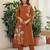 Brown embroidered kurta set for women with dupatta and pant