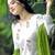 White cotton printed kurti set for women with pant and green dupatta
