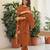 Brown embroidered kurta set for women with dupatta and pant