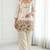 Cream chinon floral embroidered kurti set for women with palazzo