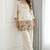 Cream chinon floral embroidered kurti set for women with palazzo