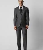 Men grey solid single-breasted two piece suit