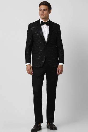 Men embroidered slim fit single-breasted 2 piece suits