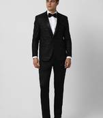 Men embroidered slim fit single-breasted 2 piece suits