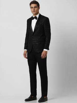 Men embroidered slim fit single-breasted 2 piece suits 4