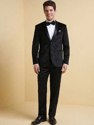 Men shawl collar neck single-breasted two-piece suit 1