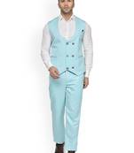 Men 2-pc collarless double breasted suit