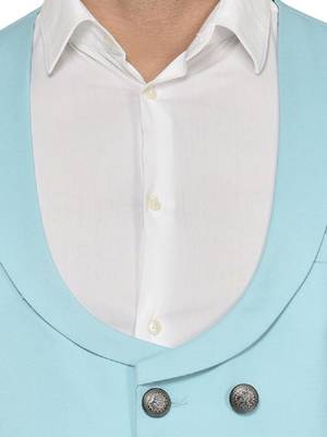Men 2-pc collarless double breasted suit 2