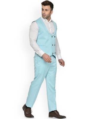 Men 2-pc collarless double breasted suit 3